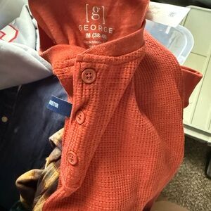 George Textured Rust Button-Up Shirt